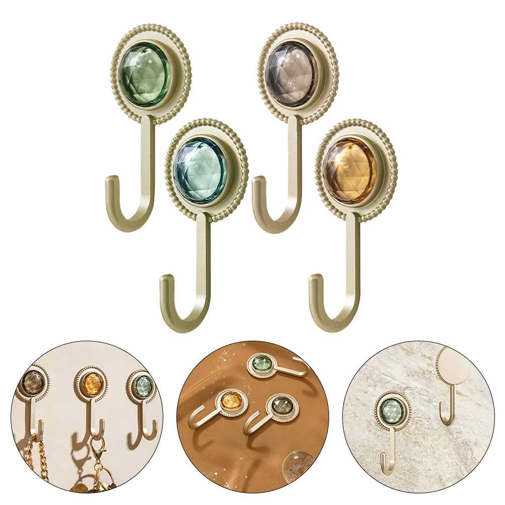 4pcs Diamond hooks Wall Mount Hooks Key Umbrella hooks Adhesive Wall Hangers Multi-use Wall Hooks Bathroom Towels Storage Hooks 2