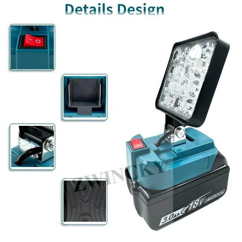 LED Work Light Makita Dewalt Milwaukee Battery Portable Spotlight Cordless Outdoor Fishing Handheld Emergency Lamp led flashlight led work light work light