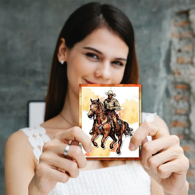 Cowboy Clear Stamps for Cards Making Wild West Clear Stamp Seals 5.91x5.91inch Transparent Stamps for DIY Scrapbooking 1Sheet clear stamps,clear rubber stamps