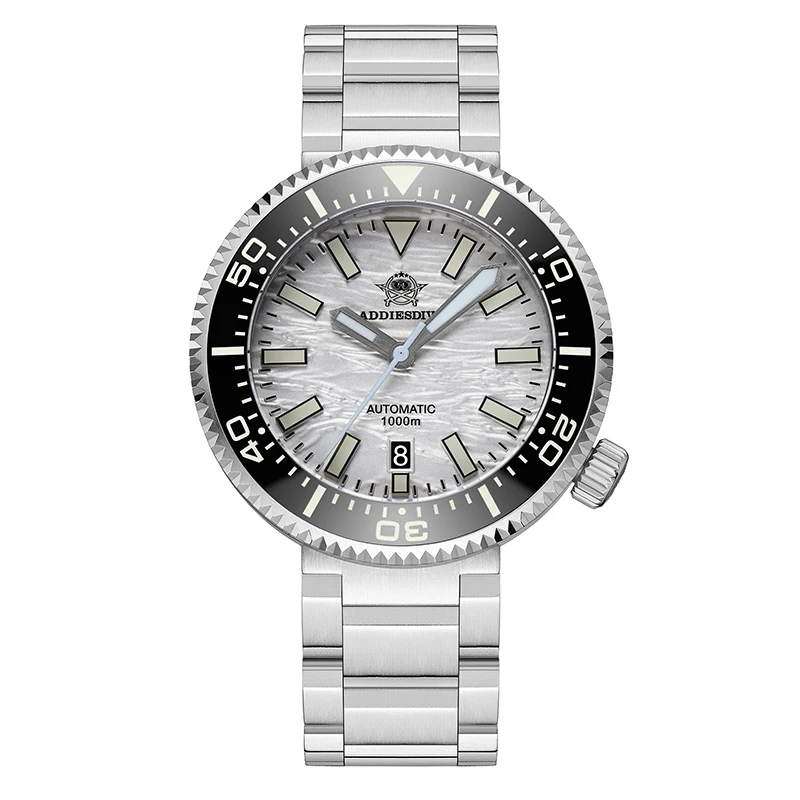 Addiesdive-男性用自動機械式時計、ステンレス鋼カレンダー