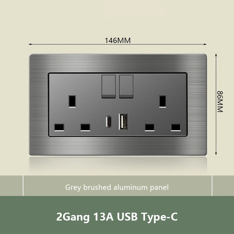 2Gang 13A USB C