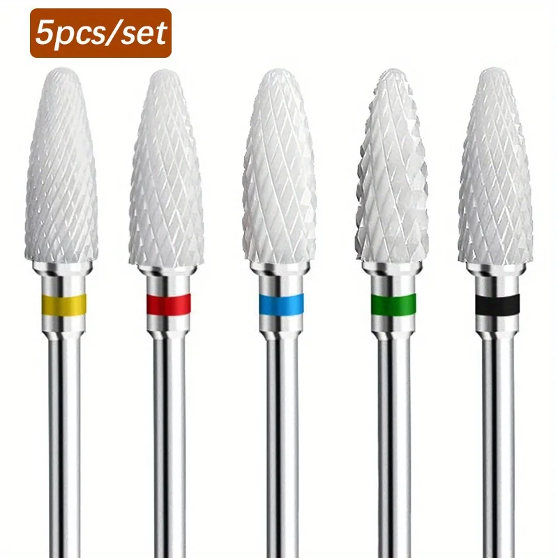 5PCS Professional Ceramic Nail Drill Bits Set for Shaping High-Quality Acrylic Nail File Bits