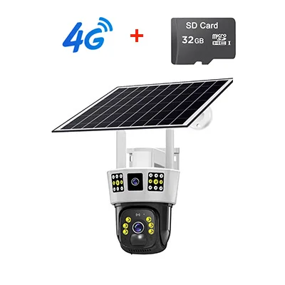 Saikiot V380 Pro 3 Screens Dual Lens 12MP 6K PTZ AI 4G Solar Powered CCTV Security Camera 360 Outdoor Camera Solar Sim Card V380