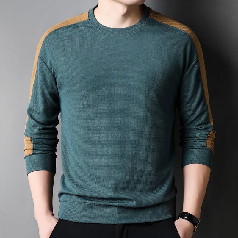 Fashion O-Neck Spliced Loose Korean Sweatshirt Men's Clothing 2023 Autumn New Casual Tops Long Sleeve All-match Sweatshirts