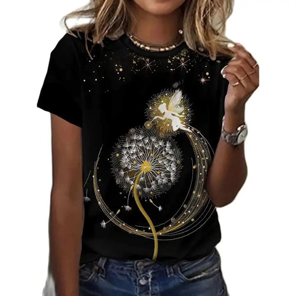

Women's T-Shirts Cartoon Characters 3d Print Rose T-Shirt Harajuku Casual Short Sleeve Top Tee O Neck Oversized Female Clothing