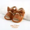Meckior Summer Baby Shoes Toddler Flats Baby Sandals Soft Rubber Sole Anti-Slip Bowknot Crib First Walker Baby Boys Girls Shoes 2