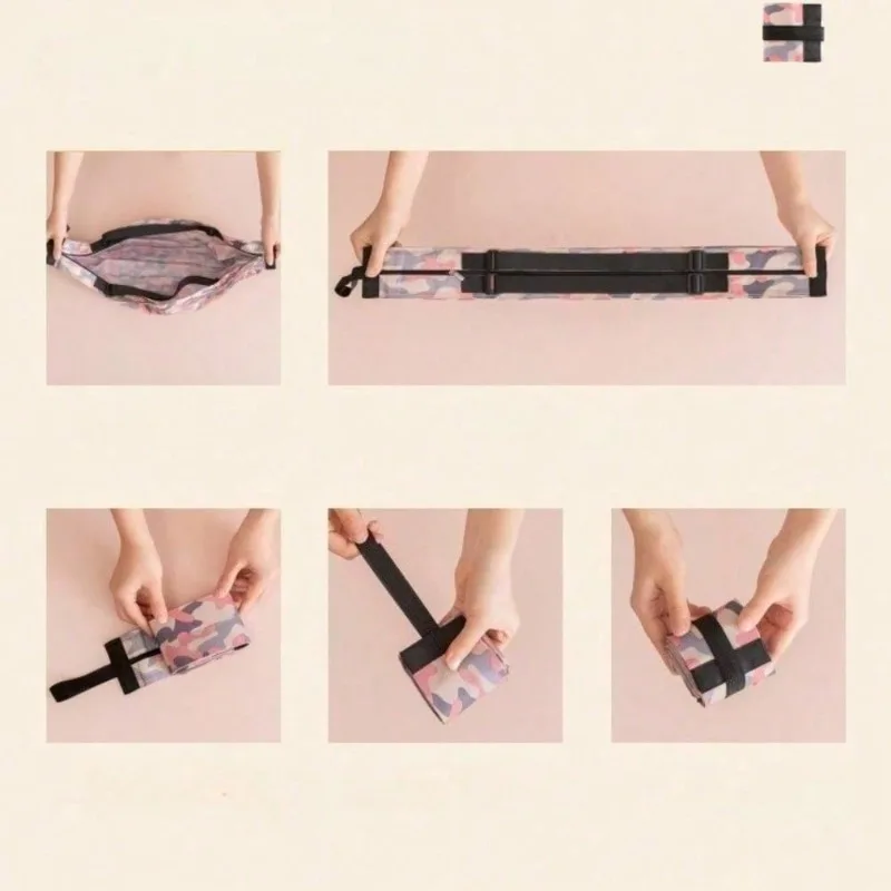 Waterproof Foldable Large Capacity Shopping Tote Polyester Adjustable Straps Circular Design for Travel Grocery Beach