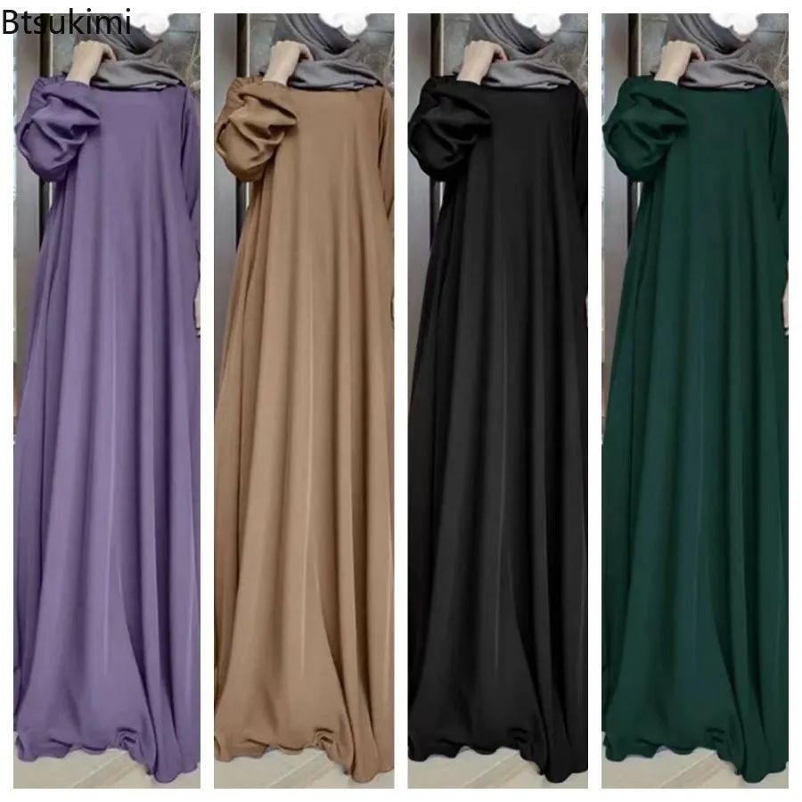 2024 Fashion Muslim Turkey Abaya for Women Solid Long Dresses Hijab Arabic Modest Robe Ramadan Maxi Sundress Dubai Abayas Femme