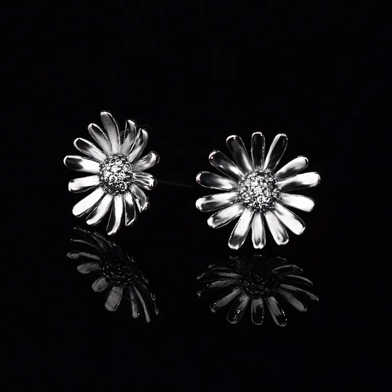 2022 Authentic 925 Sterling Silver Earring Sparkling Star Blue Gem Golden Heart Halo Stud Earrings Women Jewelry BirthdayGift