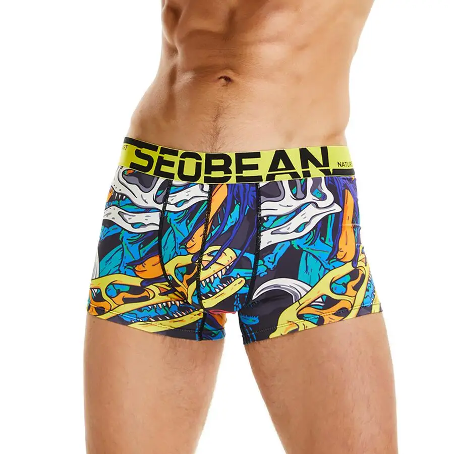 mens underwear sale SEOBEAN Print Boxers Mens Underwear Underpants Sexy Male Panties Silky Smooth Men Boxer Shorts Boxers For Man 2022 New sexy guy underwear