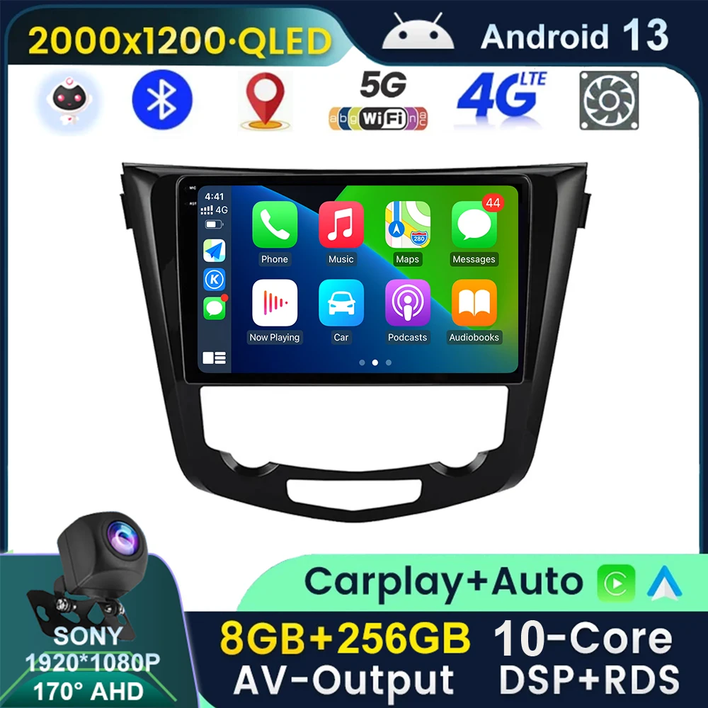 

Android 13 Car Radio Multimedia For Nissan X-TRAIL X Trail T32 Qashqai 2 J11 2013-2017 Autoradio 2 Din Carplay GPS NO DVD