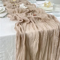 Semi-Sheer Gauze Table Runner Burlap Cheesecloth Table Setting Dining Rustic Country Wedding Birthday Decor Boho Table Linens 6