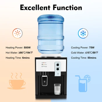 Water Dispenser 550W Electric Hot and Cold Drinking Machine for 3.5-18L Water in Bucket (White)