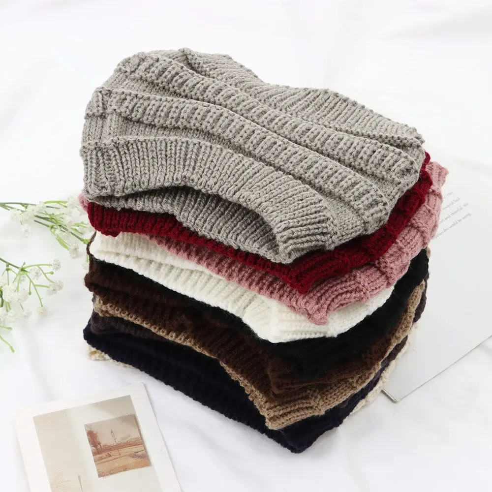 1Pcs Herbst Winter Frauen Mädchen Turban Headwraps Headwear Ohr Wärmer Stricken Stirnband Haarband Pferdeschwanz Beanie Hut – Detail 7