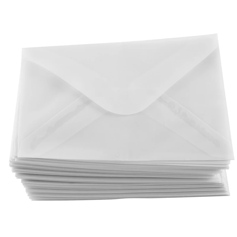 

100Pcs Translucent Sulfuric Acid Paper Envelopes For DIY Postcard/Card Storage,Wedding Invitations,Gift Packaging
