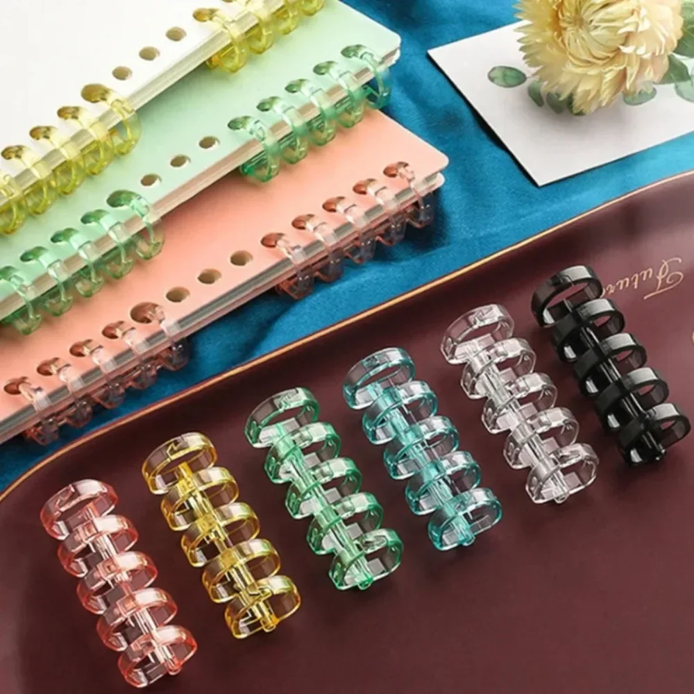 Plastic Binding Rings Metal Ring Binder Metal Binder Ring Notebook Accessories Loose Leaf Binder Clips 5 Holes Circles Ring Binding Ring for Loose-leaf Notebook Binder Album Scrapbook Paper Files Spiral Binding Clips