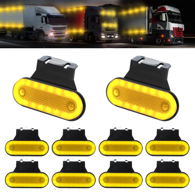 4PCS 20LED Side Marker Light For Truck Clearance Lights Assembly With Brackets LED Red Yellow Warning Light Car Accessories
