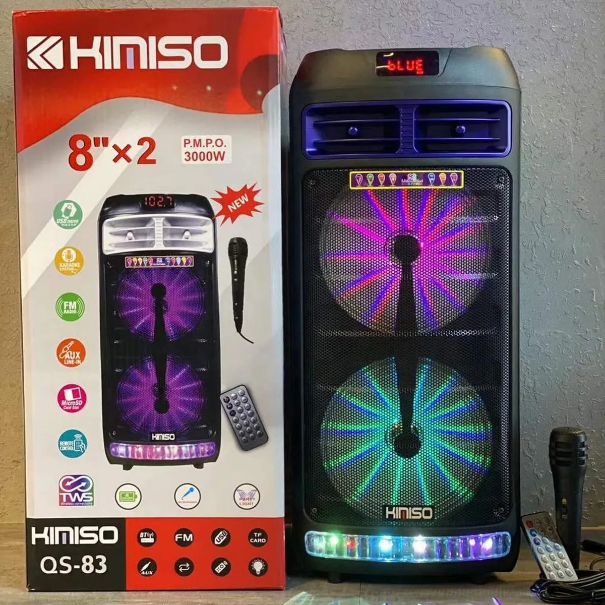 Kimiso Dual 8inch Horn Speaker Portable Highpower Bluetooth Speaker