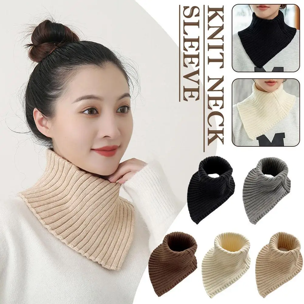 

Knit Neck Sleeve Autumn Winter Warm Women Fake Collar Turtleneck Detachable Neck Windproof False Scarf Pure Color