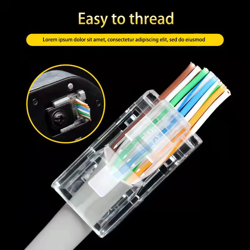50 pièces connecteur RJ45 Cat6 connecteur réseau non blindé RJ45 tête ...
