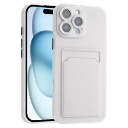 Premium Silicone Card Holder Wallet Phone Case with Shockproof Protection and Card Slot Cover - iPhone 12 Mini (Beige)
