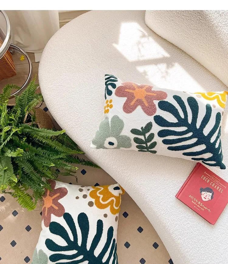 Ins Nordic Frische Gestickte Blume Kissenbezug Homestay Kissen Wohnzimmer Hause Sofa Dekor Kissen Rückenlehne Kissen Kissen Abdeckung – Detail 16