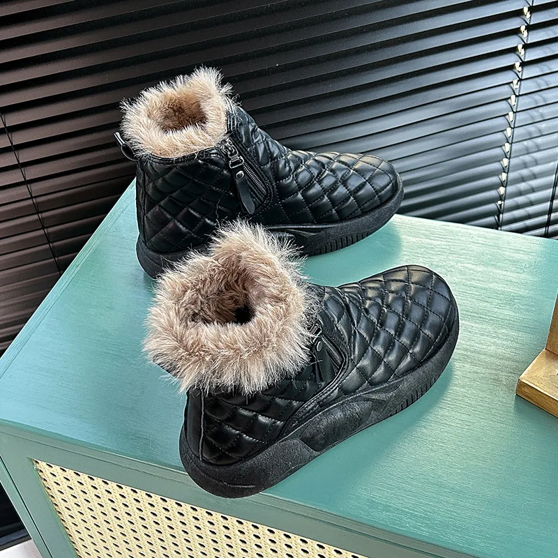 Ankle Boots Woman Winter Trend Snow Boot Female Comfort Warm Padded Cotton Shoes Casual Round Toe Skateboard Booties Footwear
