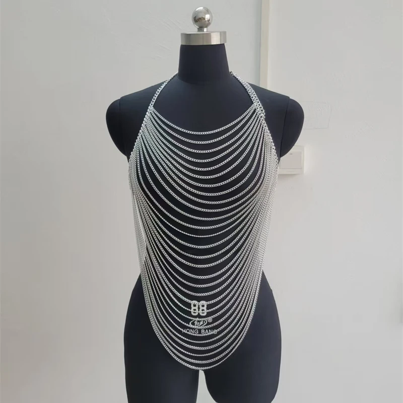 2000er Jahre Alternative Y2K Kleidung Gothic Multi Layer Quaste Frauen Crop Tops 2025 Herbst Gold Silber Halloween Tank Top Fashion Night – Detail 1