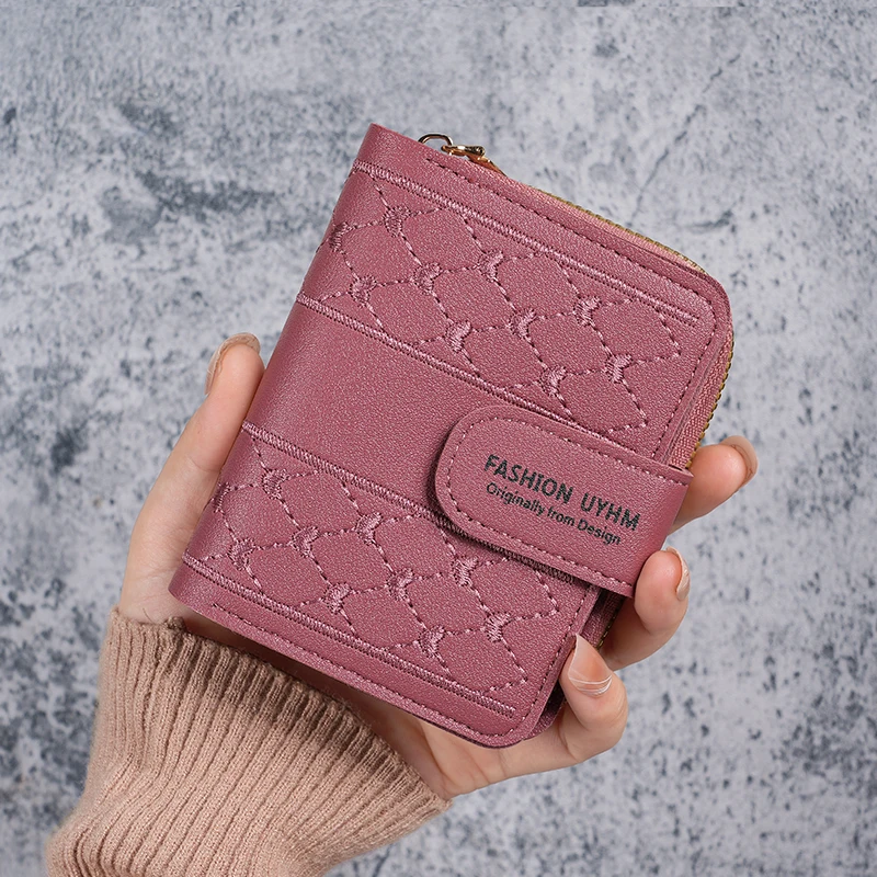 2024 new ladies purse short zipper large capacity coin purse Joker love color clutch card package