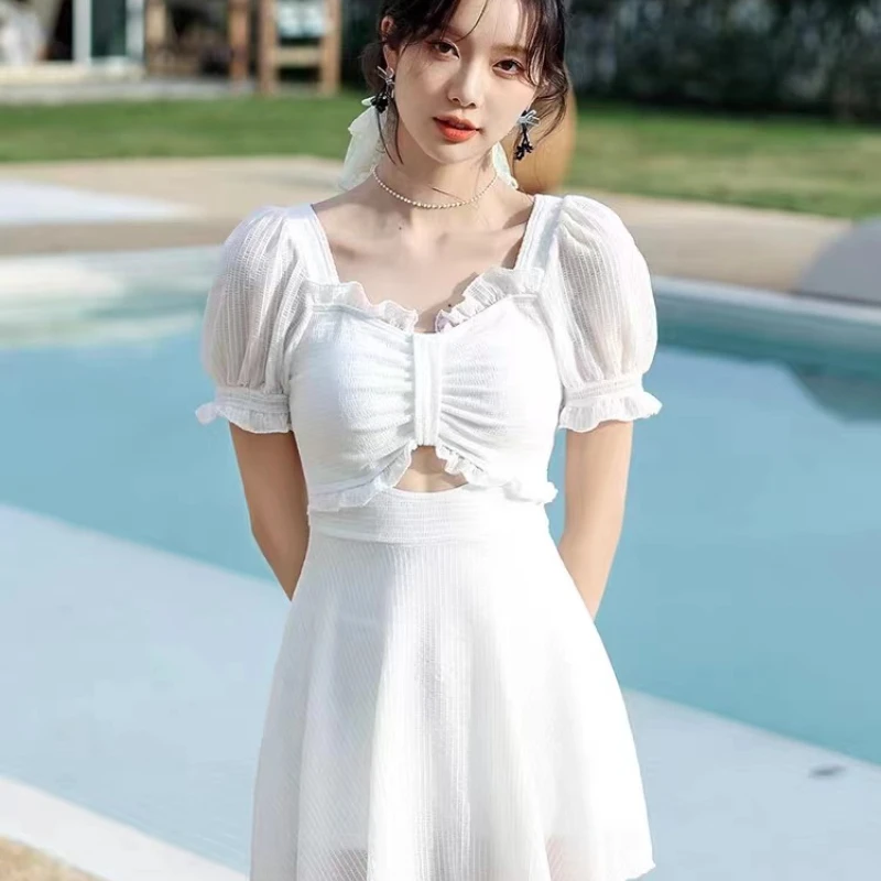 Siamese Thin Cover Belly Conservative Skirt Hot Spring Bathing Suit Backless