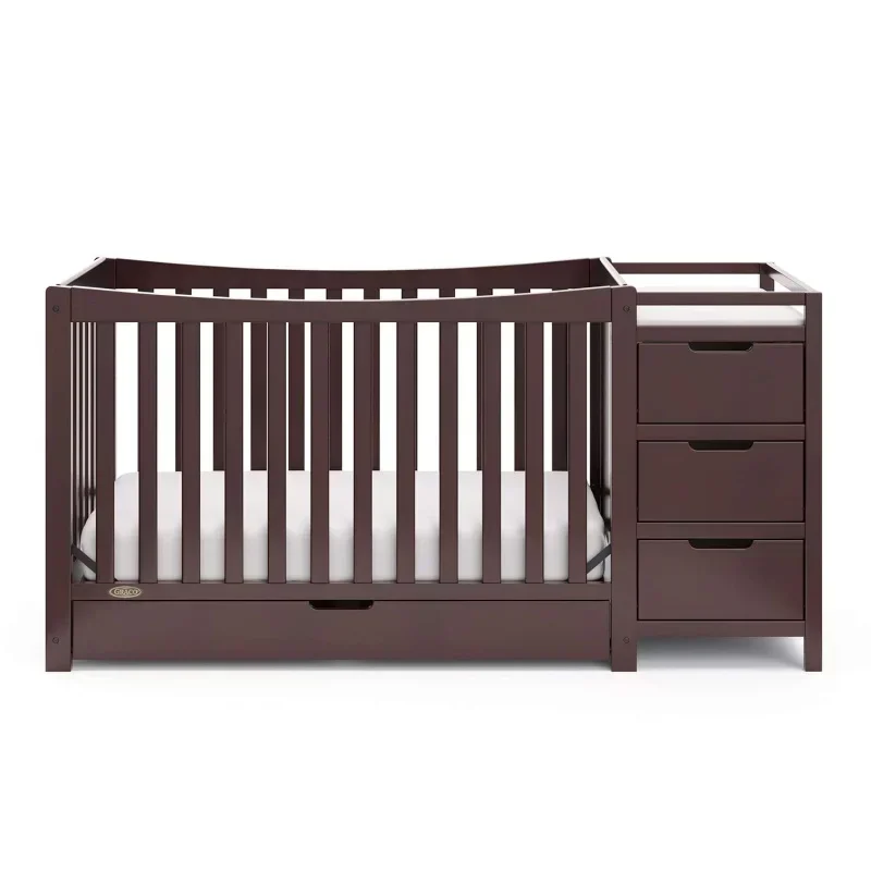 Remi 4-In-1 Convertible Crib & Changer With Drawer (Espresso) &ndash; GREENGUARD Gold Certified, And Changing-Table Combo, I