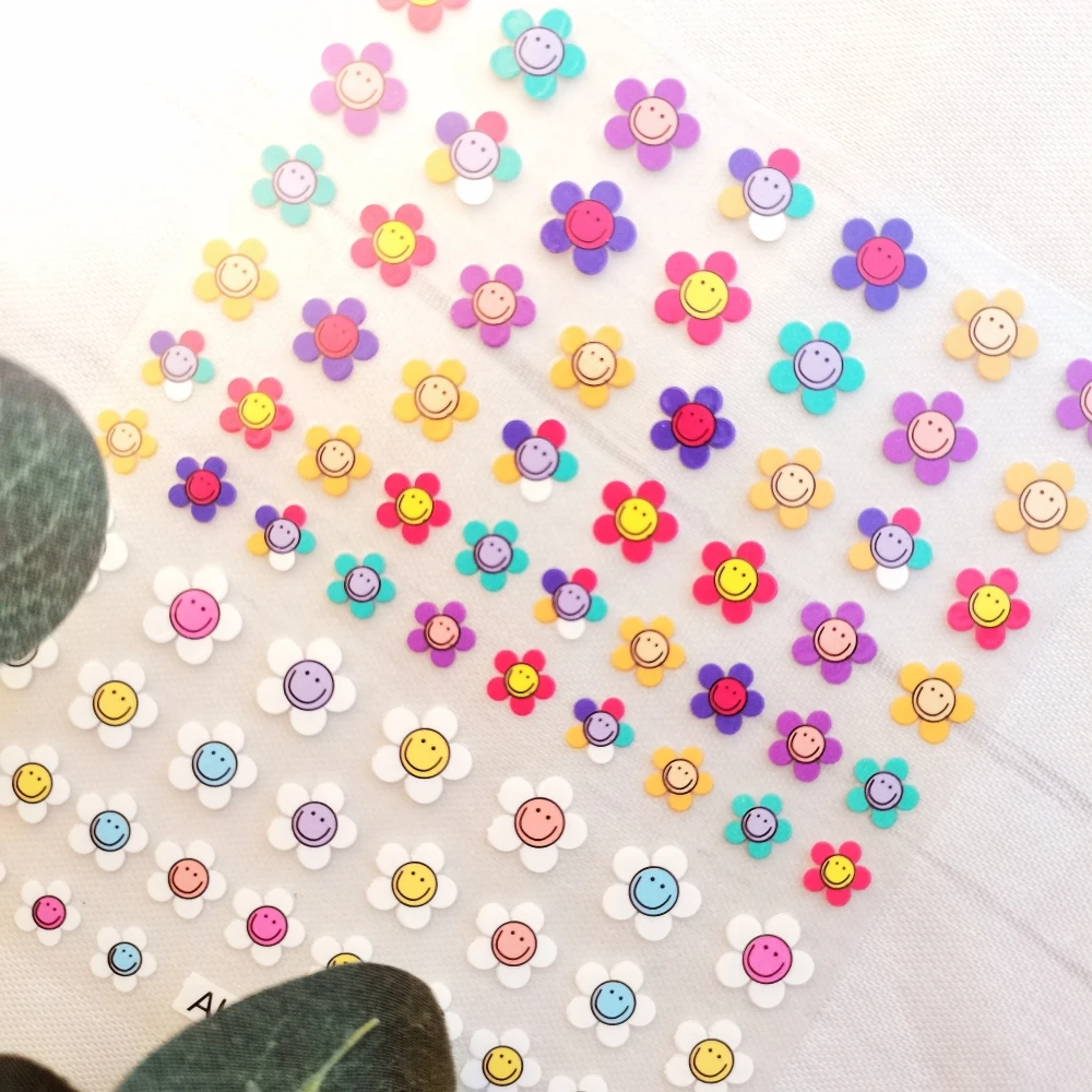 Nail Stickers Nail Decals 1 sheet Smiling Face Sunflower Nail Art Stickers