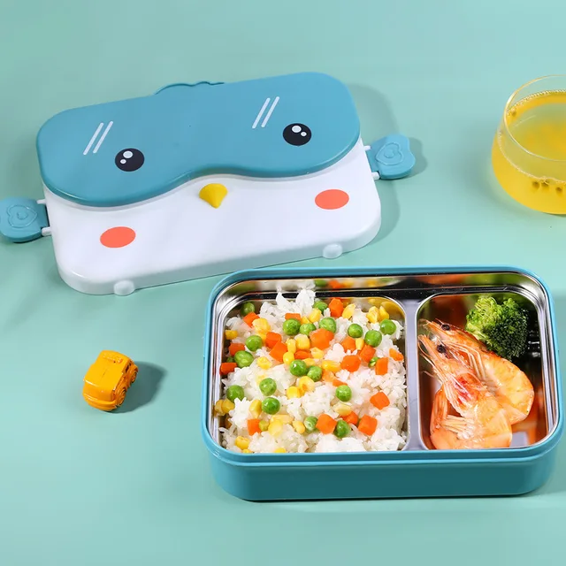 Vaisselle en acier inoxydable boîte à déjeuner thermique pour repas étudiant école boîte à Bento mignon hibou dessin animé ensemble de couverts stockage pour les enfants 1