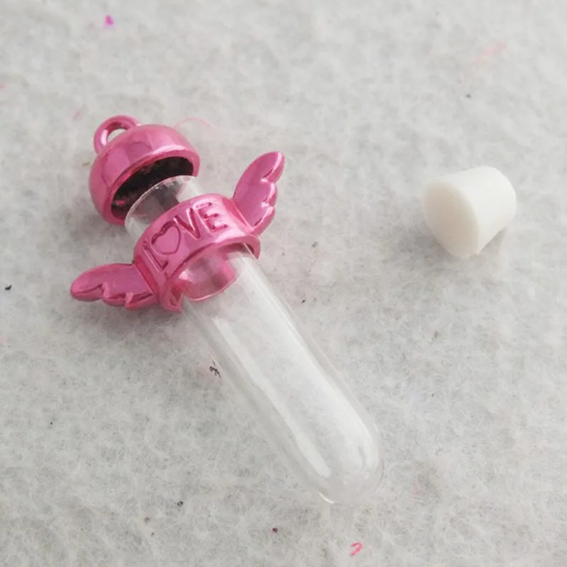 

100pcs/lot Tiny Clear Glass Bottle Charms Pendants with Resin Cap perfume bottle