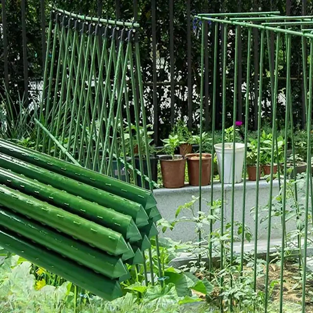Plant Stakes Gardening Pillar Plastic Coated Steel Pipe 40cm/60cm Length Supporting Climbing Flowers Fruits Vegetables Support 2