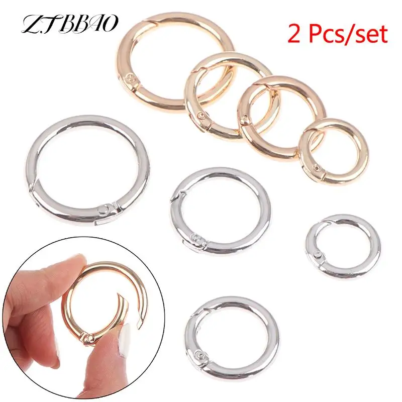 

2Pcs Metal Spring O-Ring Buckles Clips Carabiner Round Push Trigger Snap Hooks Carabiner Purses Handbags Buckles Bag Accessories