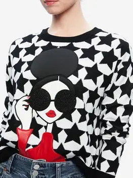 Alice Olivia Designer 2024 New In Autumn Winter Knit Long Sleeves Pullover Sweater For Women Top Knitwear Pull Coat Clothing