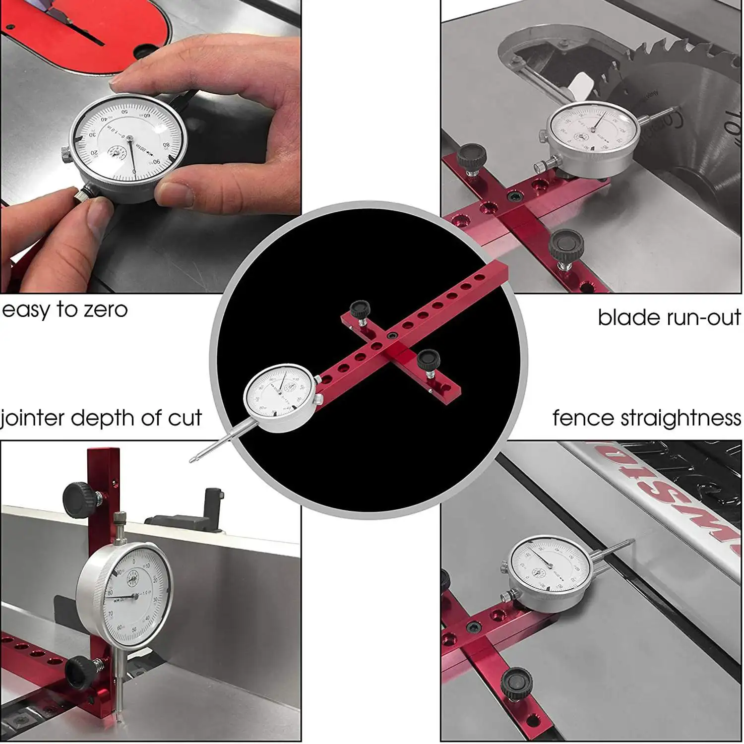 Table Saw Dial Indicator Gauge Tool Alignment System A-Line It Basic Kit Saw Table Aligning and Calibrating Machinery
