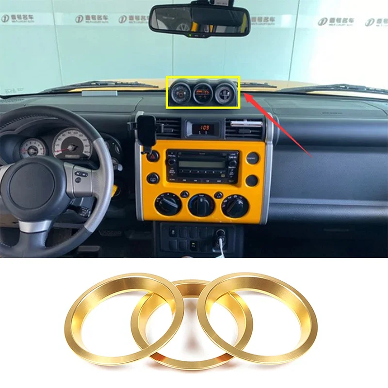 

For Toyota FJ Cruiser 2007-21 Aluminum Alloy Compass Inner Ring Decorative Frame Triptych Combination Decorative Cover Dashboard