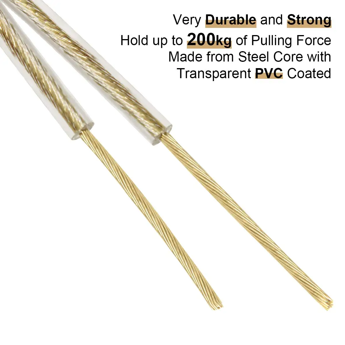 Clothes Drying Line Washing Line Rope with Steel Core Thick Strong Plastic PVC Cover Garden Indoor Outdoor Travel 20m