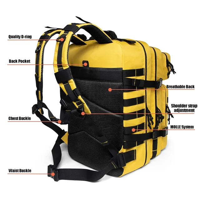 Outdoor 45L GYM Fitness Style Backpacks for men/women Tactical Training Molle Survival Bag Hiking Trekking Rucksack School bag 5