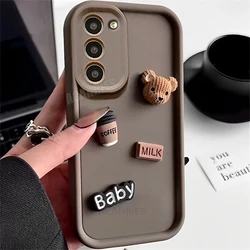 Cute 3D Cartoon Bear Silicone Shockproof Phone Case for A04S (Baby Coffee)