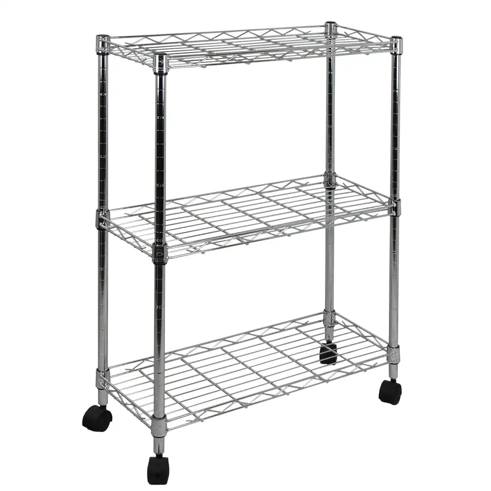 

Oceanstar AUS1477 3-Tier Shelving All-Purpose Utility Cart- Chrome--