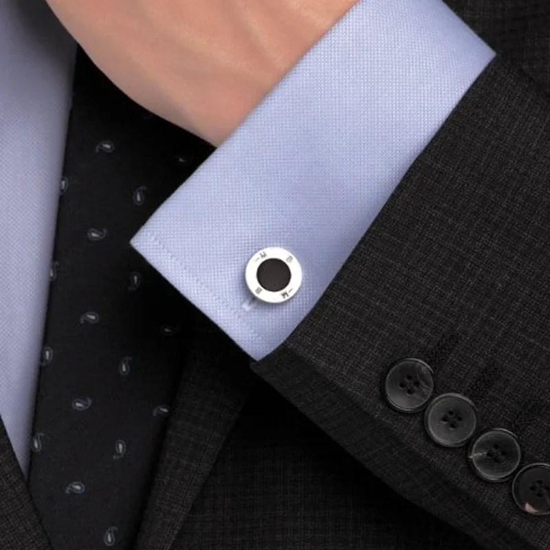 Cuff Links MB Black Agate With Letter 1:1 High Quality Black Man Shirt Cufflinks Classic Buttons With Box Set