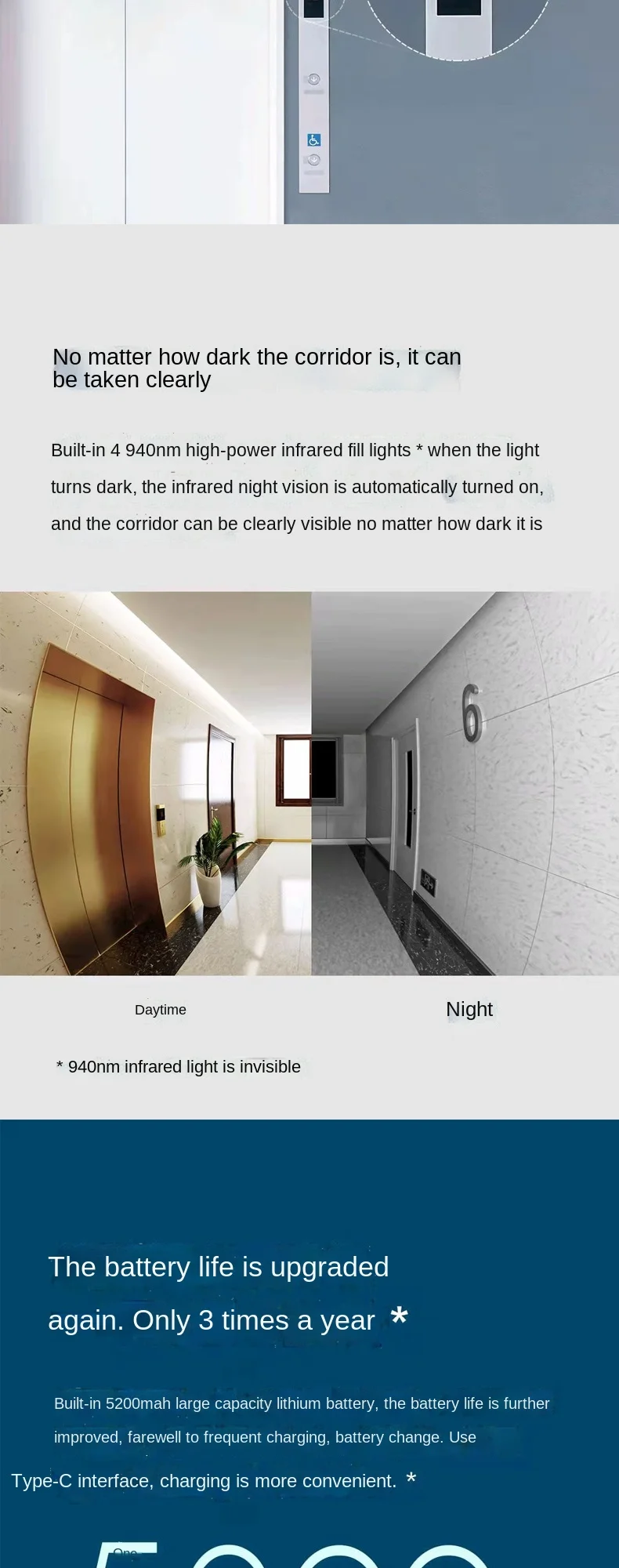 Xiaomi Smart Doorbell 3 Camera WIFI Video 180 Field of View 2K HD Resolution AI Humanoid Recognition Remote Real-time View gate intercom with camera