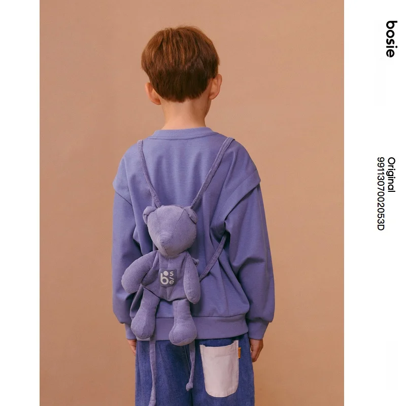 Bosie Kids2024 봄 새로운 아동복 어린이 후드 소년 소녀 느슨한 패치 워크 다재다능한 재미 후드 티