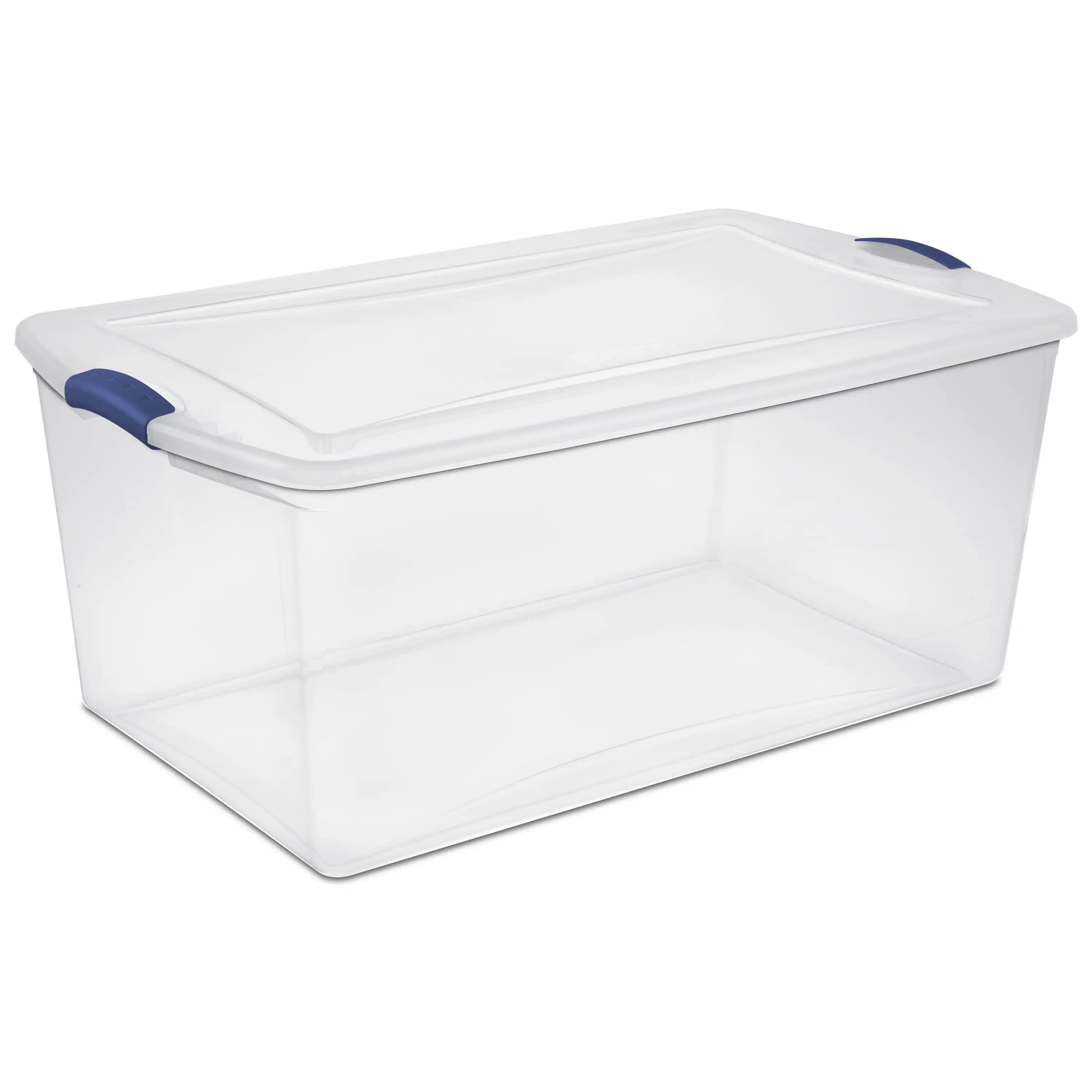 

105 Qt. Clear Plastic Latching Box, Blue Latches with Clear Lid Container Storage