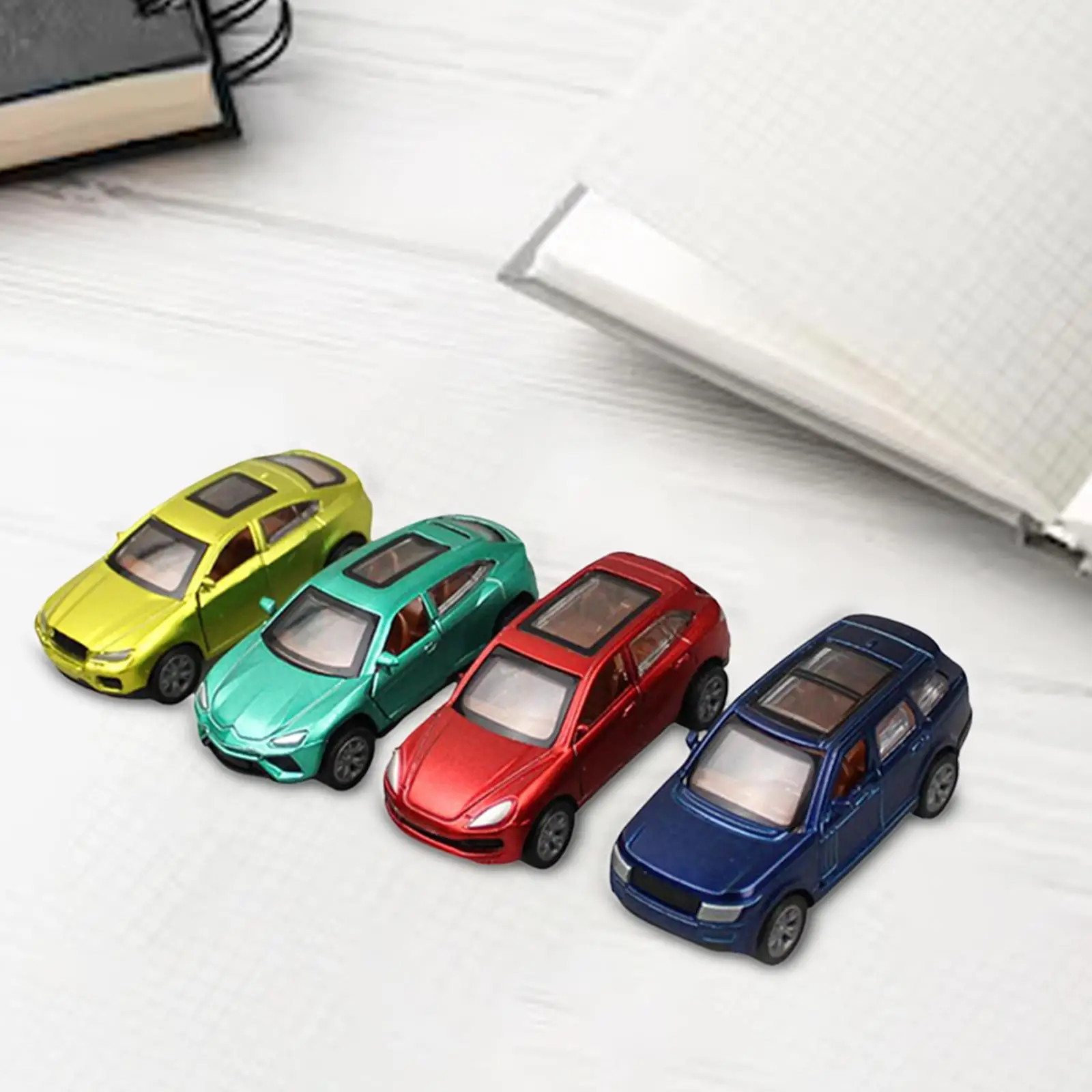

4x 1/64 Scale Model Toy Car Desktop Ornament Diorama Scenery DIY Projects S Gauge Collections Simulation Vehicle Scene Decor