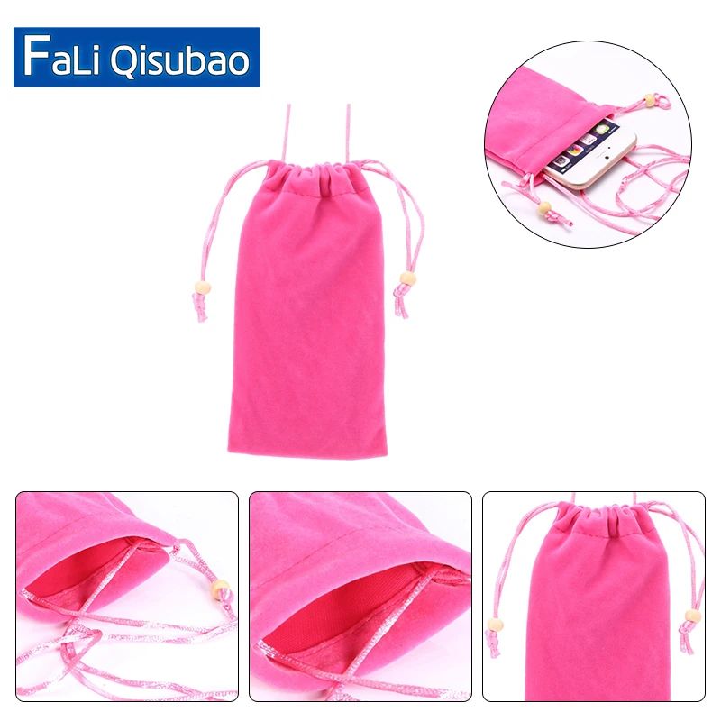 Universal Cotton Neck Strap Sleeve Phone Pouch Bag Case Cover