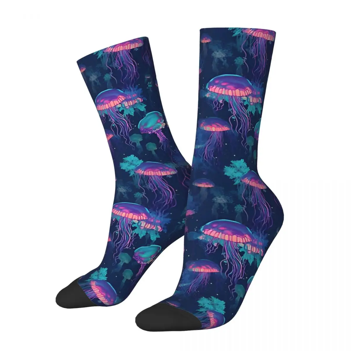 

Retro Marine Water Aquarium Sea Ocean Sealife Men's Socks Jellyfish Unisex Harajuku Pattern Printed Funny Crew Sock Gift